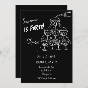 40 yearFs Birthday Champagne tower funky Invitation