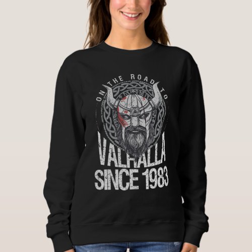 40 Years 1983 Birthday Valhalla Viking Dad 2 Sweatshirt