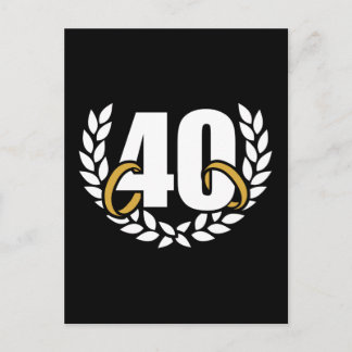 40 years 40th wedding anniversary wreath postcard