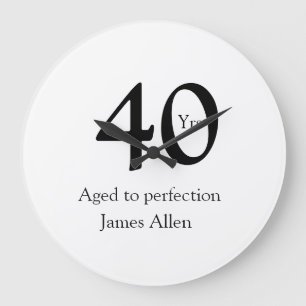 40 years aged to perfection birthday name simple  large clock