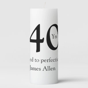 40 years aged to perfection birthday name simple pillar candle