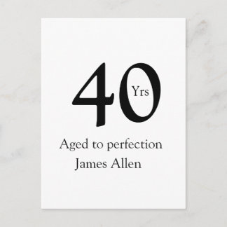 40 years aged to perfection birthday name simple postcard