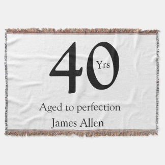 40 years aged to perfection birthday name simple throw blanket
