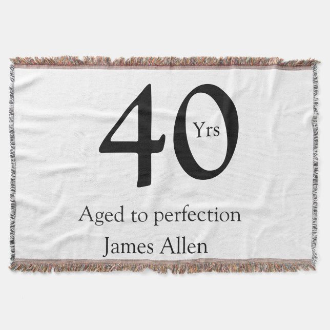 40 years aged to perfection birthday name simple  throw blanket (Front)