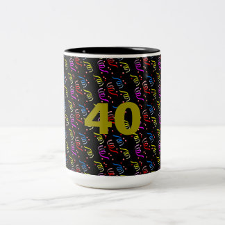 40 Years and Confetti Two-Tone Mug