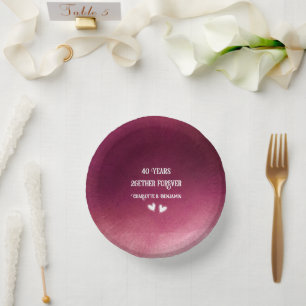 40 years Anniversary Watercolor Ruby Wedding Paper Bowls