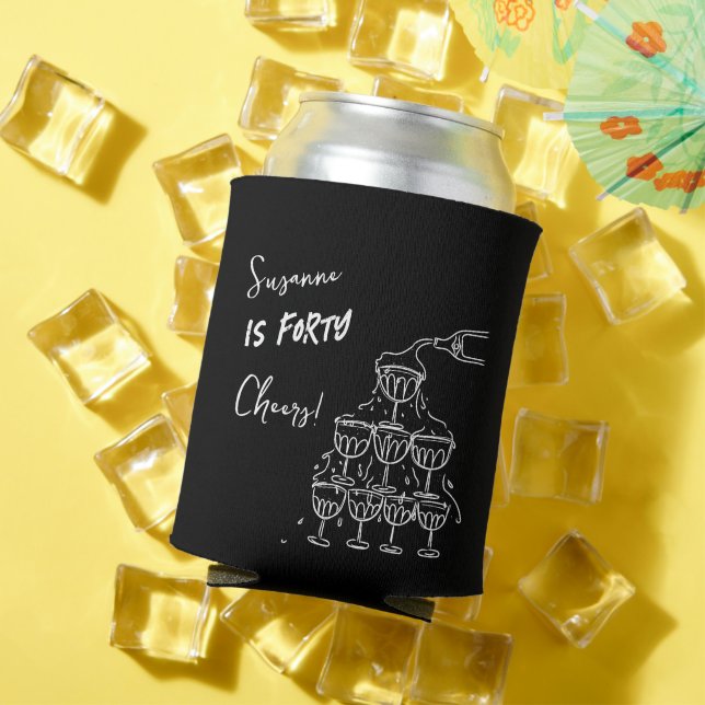 40 years Birthday Champagne tower funky Can Cooler (In Situ Summer)