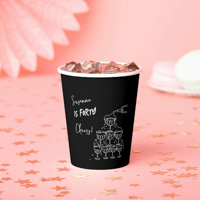 40 years Birthday Champagne tower funky Paper Cups (Insitu)