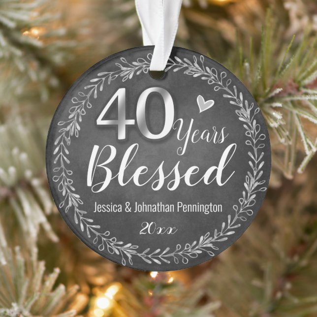 40 Years Blessed Wedding Anniversary Ornament (Tree)