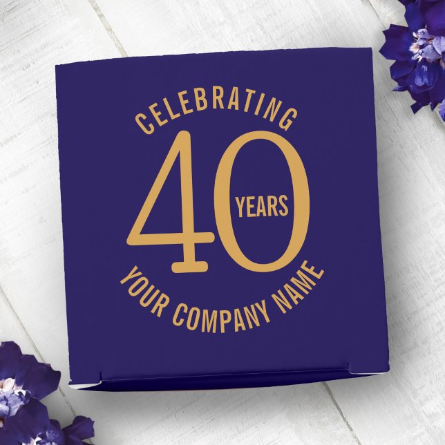 40 years blue gold business anniversary logo favor boxes (Creator Uploaded)