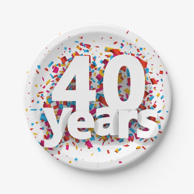 40 years celebration party paper plates (Front)