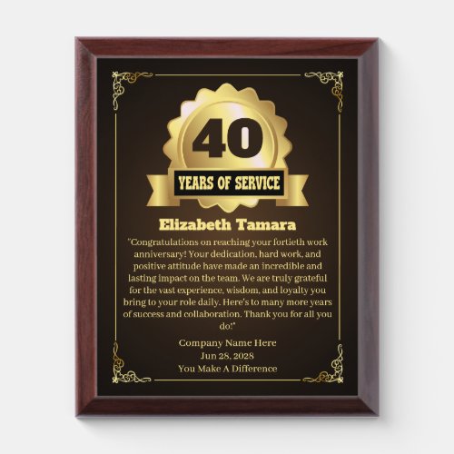 40 years employee anniversary Appreciation Message