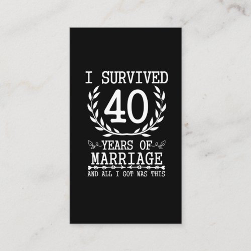 40 Years Husband Wife 40th Wedding Anniversary Business Card