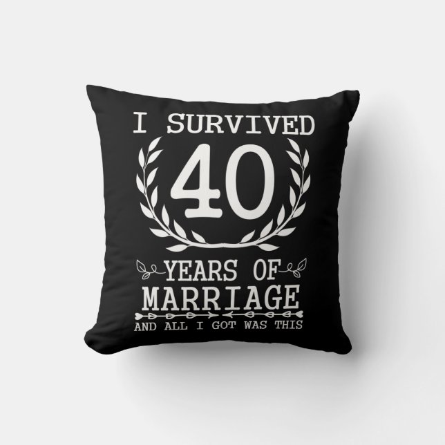 40 Years Husband Wife 40th Wedding Anniversary Throw Pillow (Front)