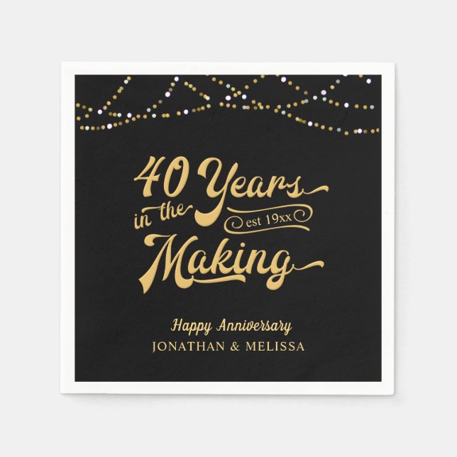40 YEARS IN THE MAKING 40th Anniversary Lights Napkins (Front)