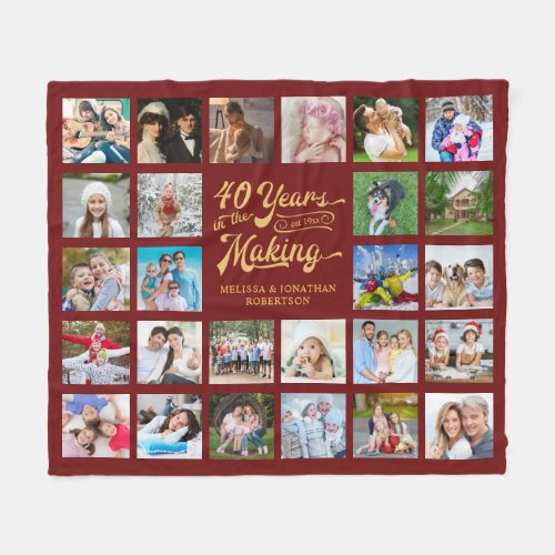 40 Years in the Making Photo Collage Anniversary Fleece Blanket