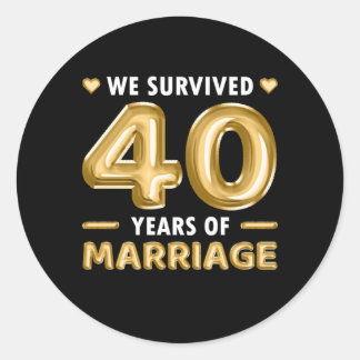 40 Years Marriage 40Th Wedding Anniversary Classic Round Sticker