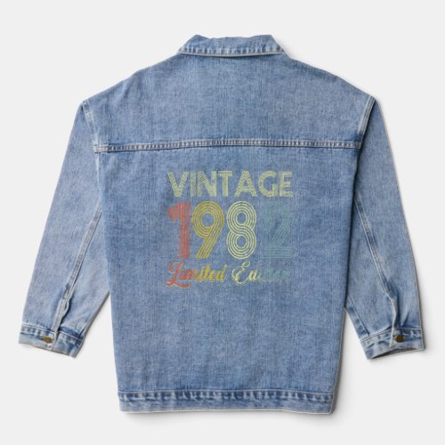 40 Years Of Being Awesome Vintage 1982 Retro 40th  Denim Jacket