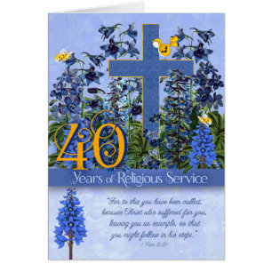 40 Years of Religious Service Larkspur Scripture Cards