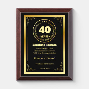 40 Years of Service – Custom Appreciation Gift Award Plaque