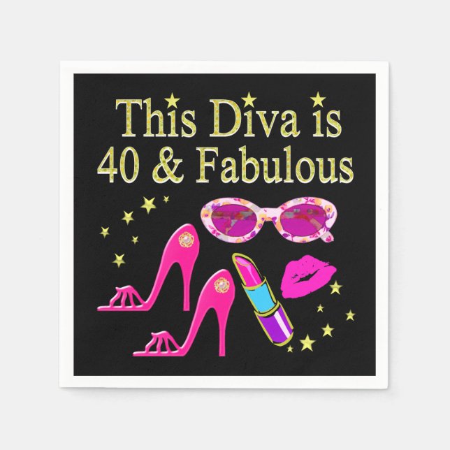 40 YEARS OLD AND A FABULOUS DIVA PAPER NAPKINS (Front)