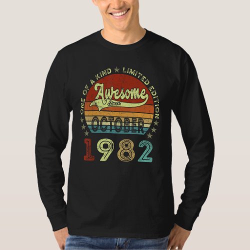 40 Years Old  Awesome Since October 1982 40th Birt T_Shirt