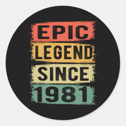 40 Years Old Bday 1981 Epic Legend 40th Birthday Classic Round Sticker