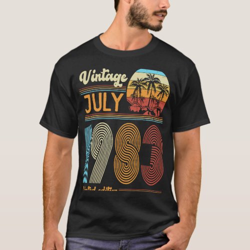 40 Years Old Birthday  Vintage July 1983 Women Men T_Shirt