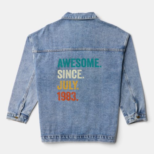 40 Years Old Gifts Awesome Since July 1983 40th Bi Denim Jacket