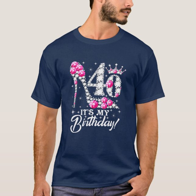 40 Years Old It's My 40Th Birthday Funny Pink Diam T-Shirt (Front)