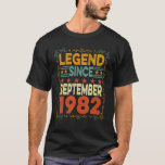 40 Years Old  Legend September 1982 40th Birthday  T-Shirt