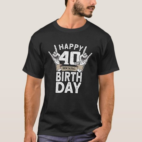 40 Years Old Rocking Vintage Rock 40th Birthday T_Shirt