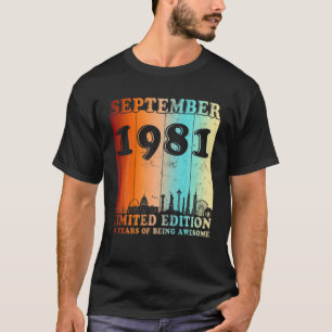 40 Years Old Vintage September 1981 40Th Birthday T-Shirt