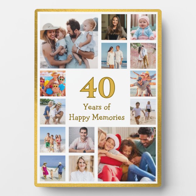 40 years (or any age) of happy memories birthday plaque (Front)