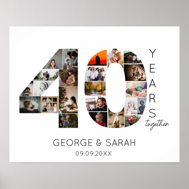 40 Years Photo Collage ruby Wedding Anniversary Poster (Front)