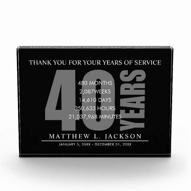 40 Years Retirement or Employedd Appreciation Gift (Front)
