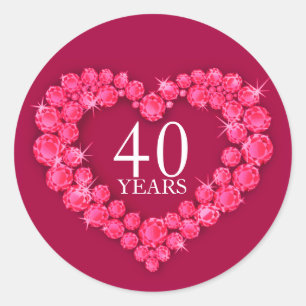 40 years ruby heart red & white sticker