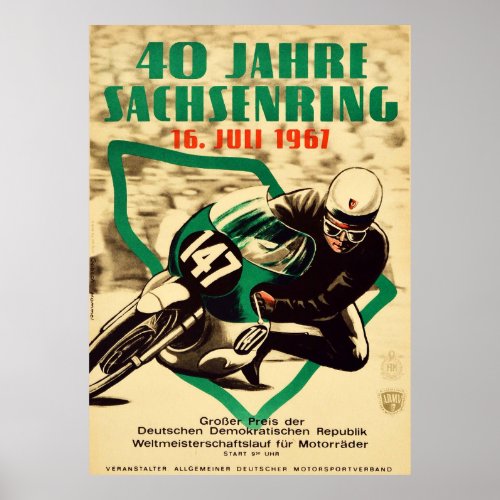 40 Years Sachsenring 1967 Grand Prix Motorbike Rac Poster