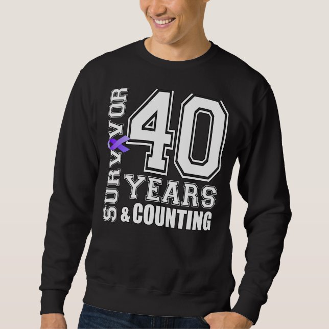 40 Years Survivor I Wear Purple Ribbon Lupus Aware Sweatshirt (Front)