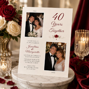 40 Years Together Wedding Anniversary Photo Invitation