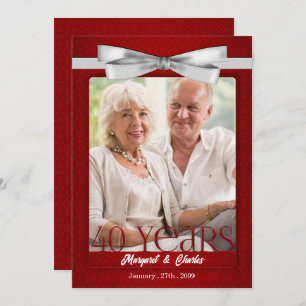 40-Years Wedding Anniversary Ruby Red and White Invitation