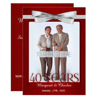 40-Years Wedding Anniversary Ruby Red and White Invitation