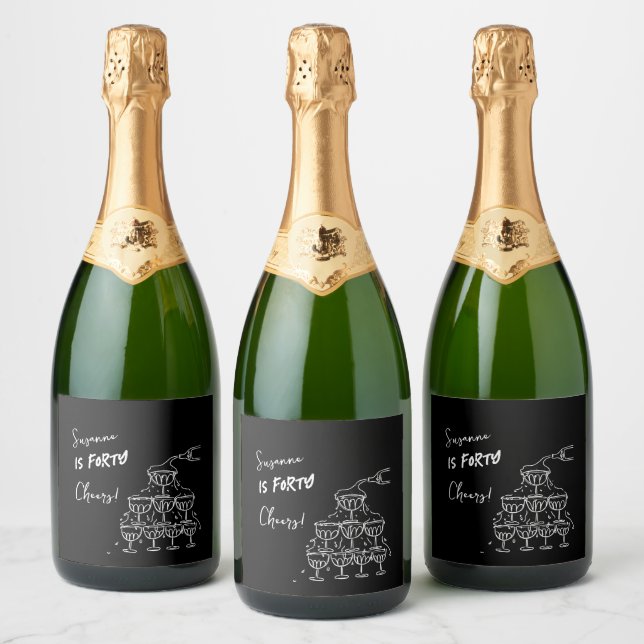 40 years wine label favors decor (Bottles)