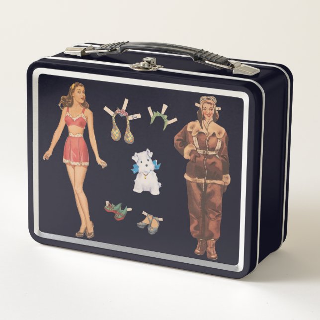 40s Fashion Paper Dolls Metal Lunch Box (Front)