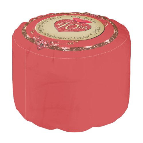 40th15th Ruby Anniversary Round Pouf