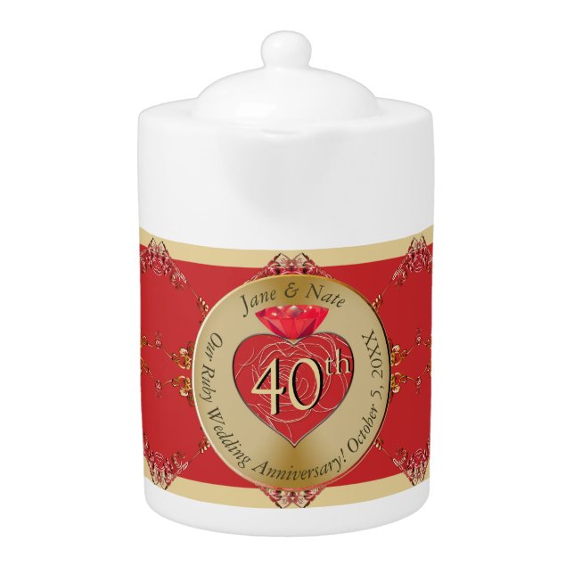 40th/15th Ruby Anniversary Teapot (Front)