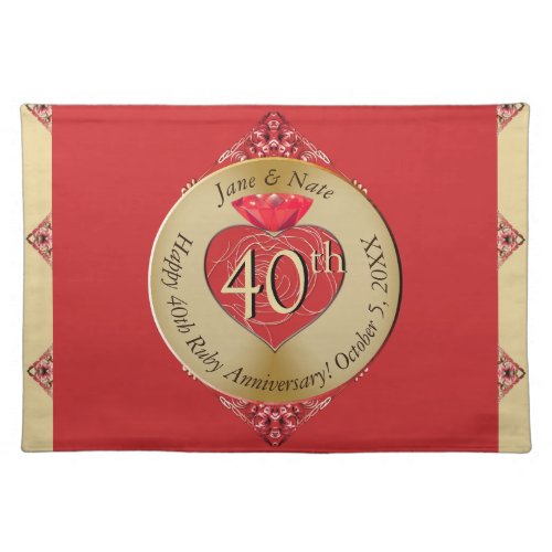 40th15th Ruby Red  Cloth Placemat