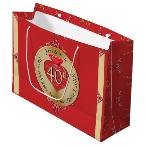 40th15th Ruby Red  Large Gift Bag