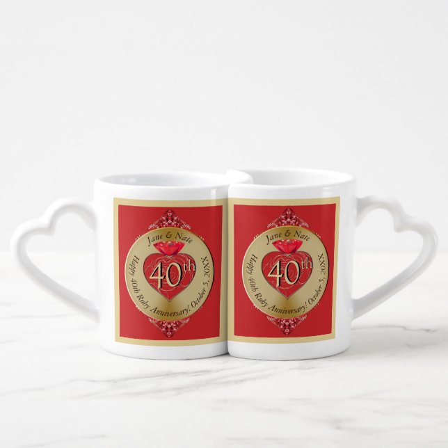40th/15th Ruby Red Lovers' mug (Front Nesting)