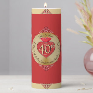 40th/15th Ruby Red Lovers' mug Pillar Candle